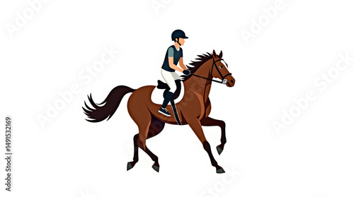 The essence of equestrian passion as a skilled rider harmonizes with his magnificent horse against an open natural backdrop. The uniformed rider demonstrates exquisite control and balance while