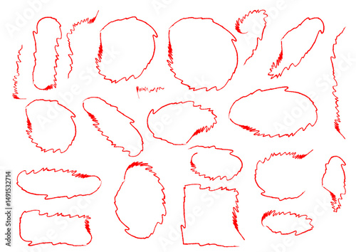 Organic Red Vector Abstract Grunge Frames and Cloud Shapes