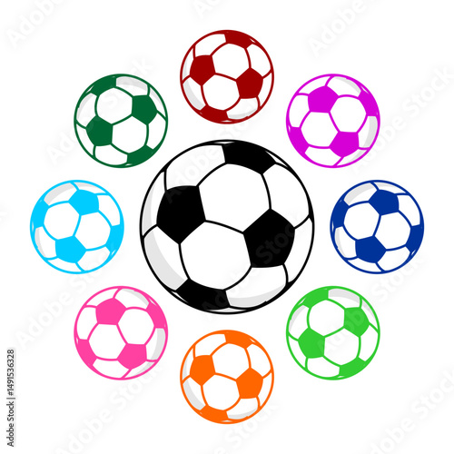 set of soccer balls