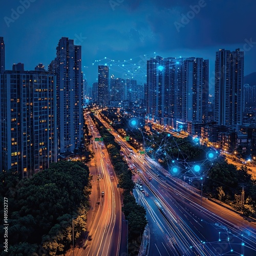 Urban infrastructure uses autonomous power-saving systems with AI sensors, usage analytics, and dynamic control to reduce energy waste and support smart grid sustainability