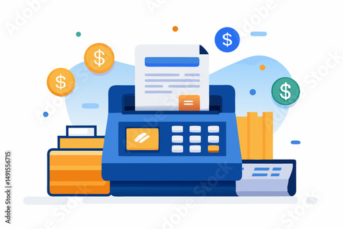 cash register with receipt icon