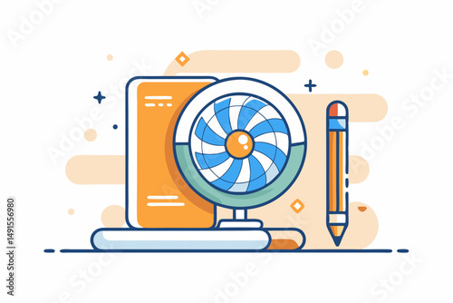 rotating office fan notebook icon