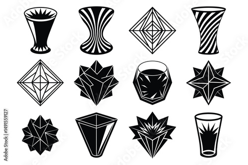Set of distortion glass effect vector illustration on white background.