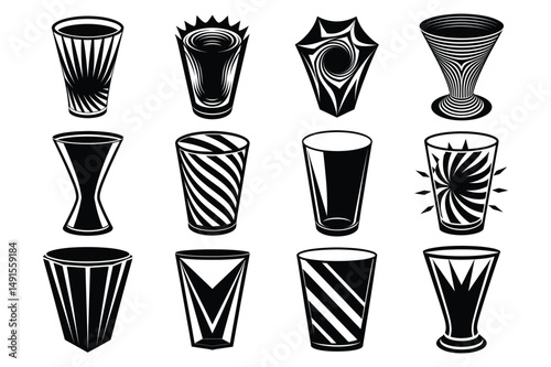 Set of distortion glass effect vector illustration on white background.