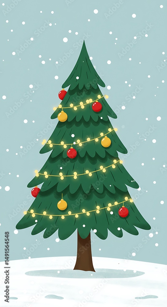 Obraz premium Festive Cheer: A Winter's Night Tree