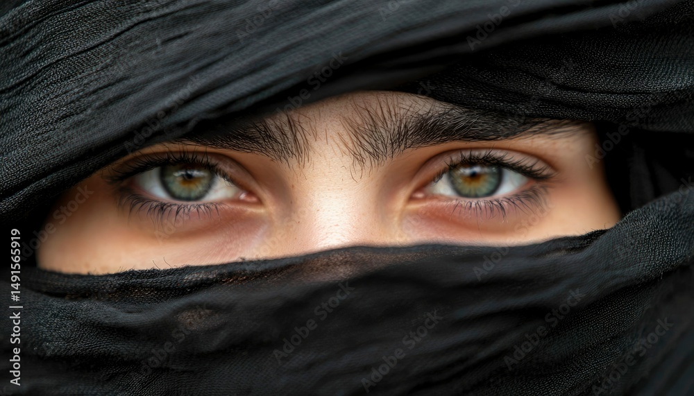 Naklejka premium Close-up, veiled eyes