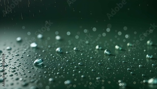 Water Droplets on Glass Surface with Soft Light Reflection