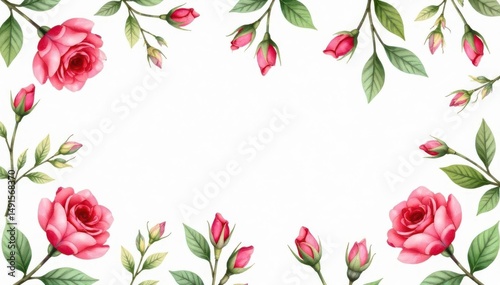 Delicate watercolor rosebuds & leaves, repeat pattern, pastel, elegant