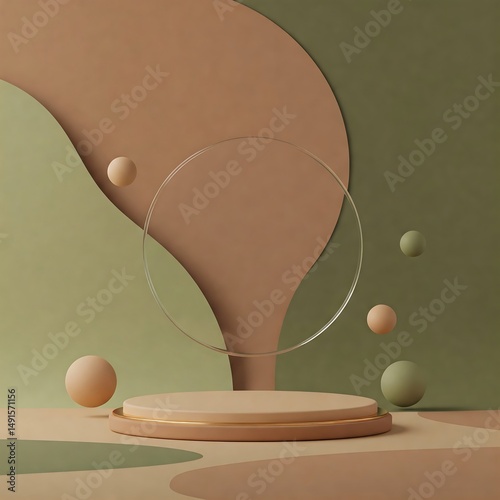 Podium stage warm sepia olive drab pale avocado green soft texture digital matte UI presentation background