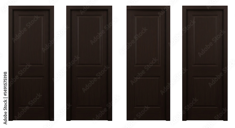 Dark brown doors set illustration Dark brown doors set illustration