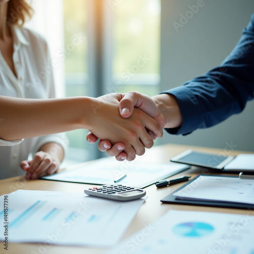 businessmen handshake after a good deal.
