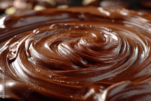 smooth, creamy essence of chocolate that is temptingly melted and spread over your favorite dessert, boasting a sweet, rich, and luscious cocoa flavor that makes every bite indulgent photo