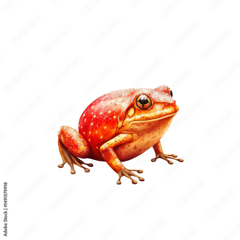 Fototapeta premium Vibrant Red Spotted Frog - Amphibian Wildlife Illustration