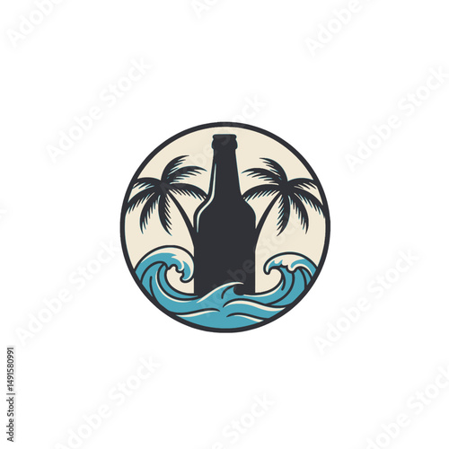 Beach Beer Bottle Logo