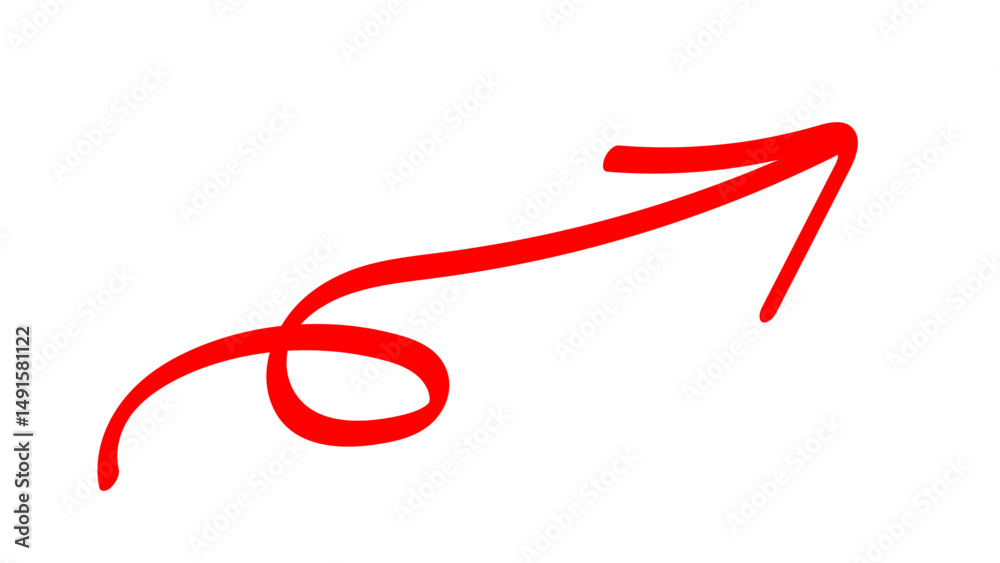 Hand-drawn swirling arrows Hand-drawn simple lines. red arrow with transparent background. vector illustration Hand-drawn swirling arrows Hand-drawn simple lines. red arrow with transparent background. vector illustration