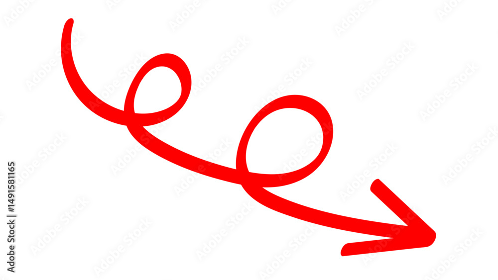 Hand-drawn swirling arrows Hand-drawn simple lines. red arrow with transparent background. vector illustration Hand-drawn swirling arrows Hand-drawn simple lines. red arrow with transparent background. vector illustration