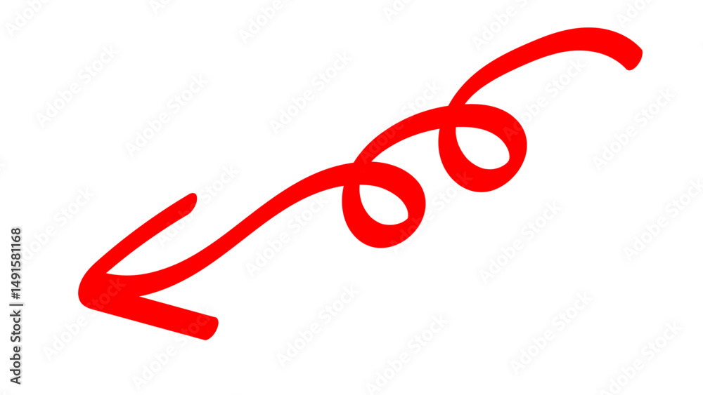 Hand-drawn swirling arrows Hand-drawn simple lines. red arrow with transparent background. vector illustration Hand-drawn swirling arrows Hand-drawn simple lines. red arrow with transparent background. vector illustration