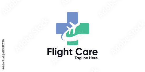 logo design combination plane and plus,logo design care,health,aviation,symbol,icon,idea,creative.