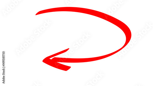 Hand-drawn swirling arrows Hand-drawn simple lines. red arrow with transparent background. vector illustration