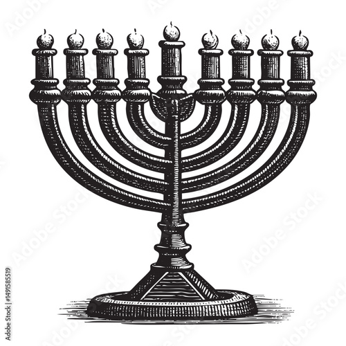 menorah with candle vector illustration