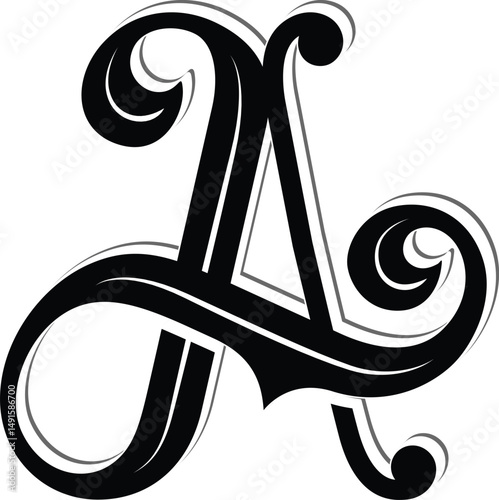 Letter A logo with Victorian vintage style pt. 6
