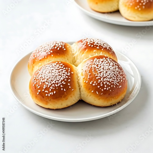Wallpaper Mural Samoan panipopo sweet coconut buns on white plate. Torontodigital.ca