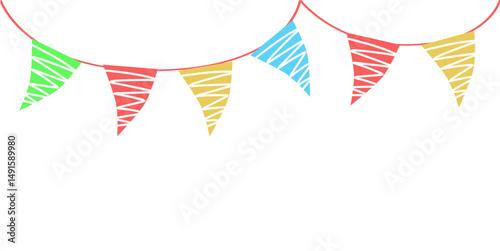 Colorful Hand-Drawn Bunting Flags for Festive Celebrations