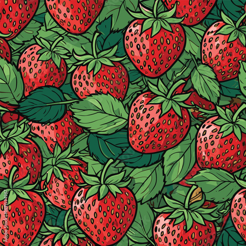 comic style vector strawberry pattern