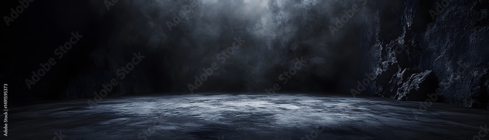 Fototapeta premium Dark, smoky, empty stage setting.
