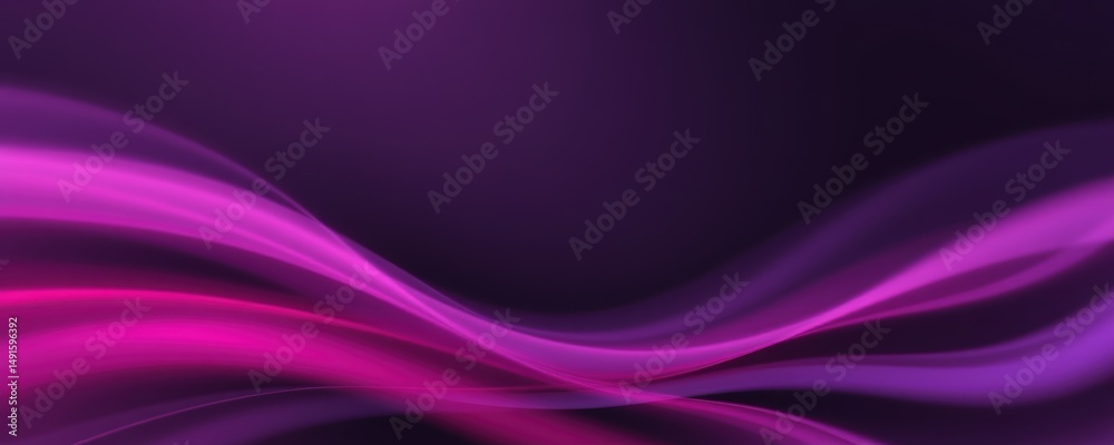 Fototapeta premium Vibrant pink and purple abstract waves flowing smoothly across a dark background, creating a modern and dynamic visual effect.