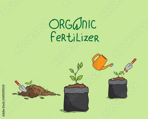 Compost life cycle or organic waste infographic doodle hand drawn style.