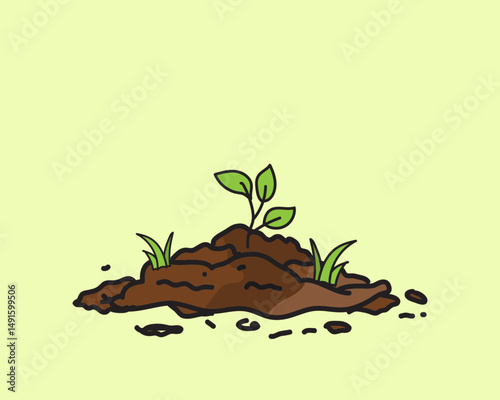 Compost life cycle or organic waste infographic doodle hand drawn style.