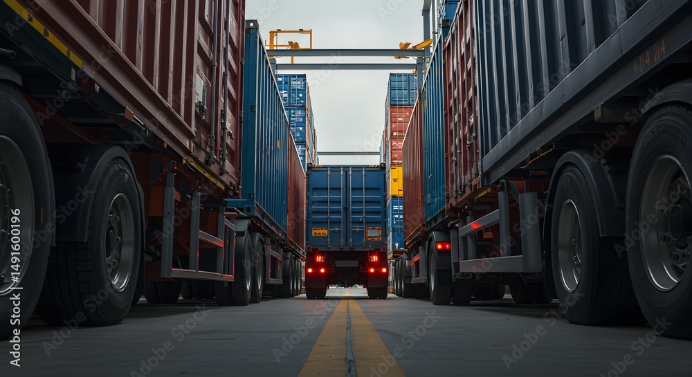 Fototapeta premium Shipping Container Transport by Truck