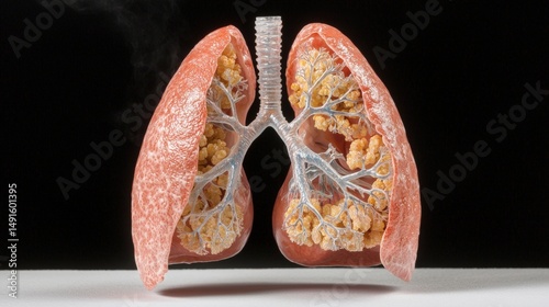 the bronchial tubes and the lungs. the bronchial tubes branch off from the trachea and lead to the lungs, where gas exchange takes place