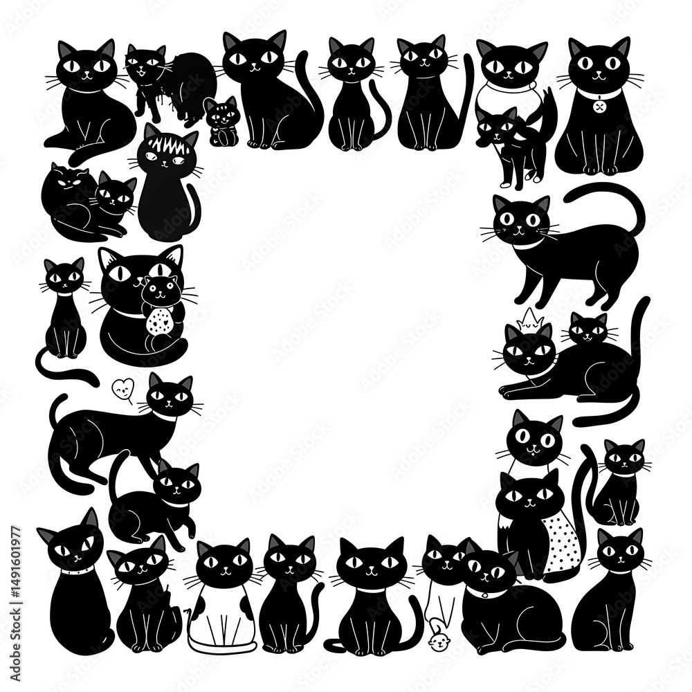 Fototapeta premium Midnight Meowser's Frame AI Generated