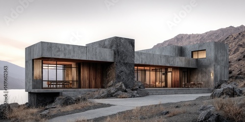 Modern Stone House Lakeside Mountain Retreat.