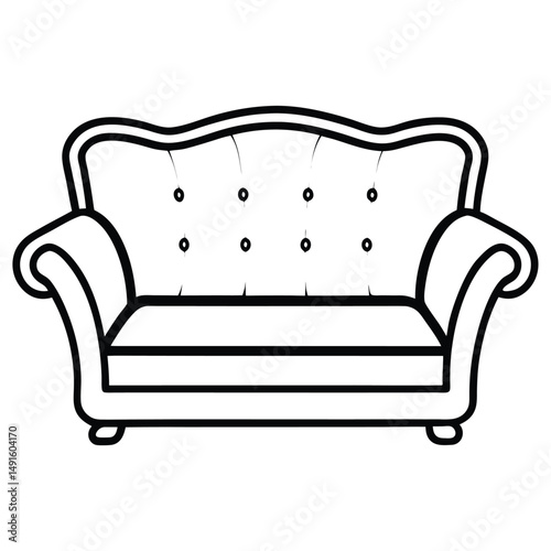 Black leather sofa isolated on white background with a classic and comfortable design