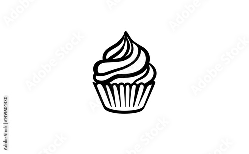 Illustration of a Cupcake with Swirled Frosting Displaying Sweetness and Indulgence