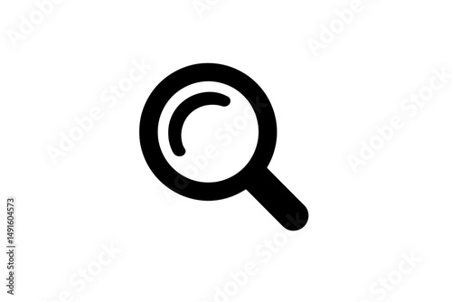 Black Magnifying Glass Icon on White Background