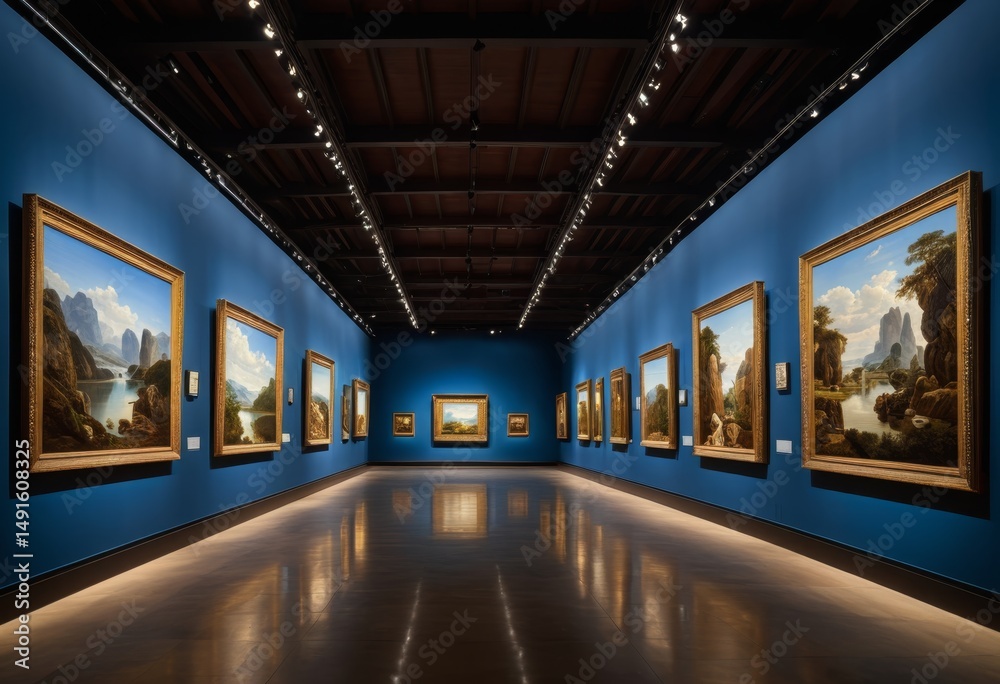 Fototapeta premium The museum walls seen have paintings