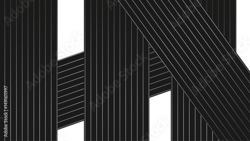 Abstract tech white and black gradient geometric thin diagonal, Rough texture. Worn down wallpaper pattern design. Broken plaster grunge damask effect.