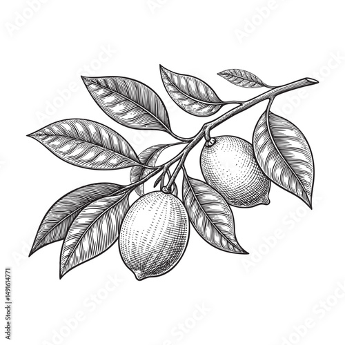 lemon branch vector illustration