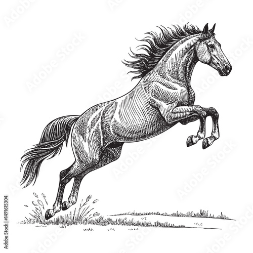 jump horse vector illustration