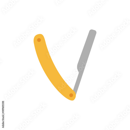 Simple illustration of a straight razor with curved handle design concept