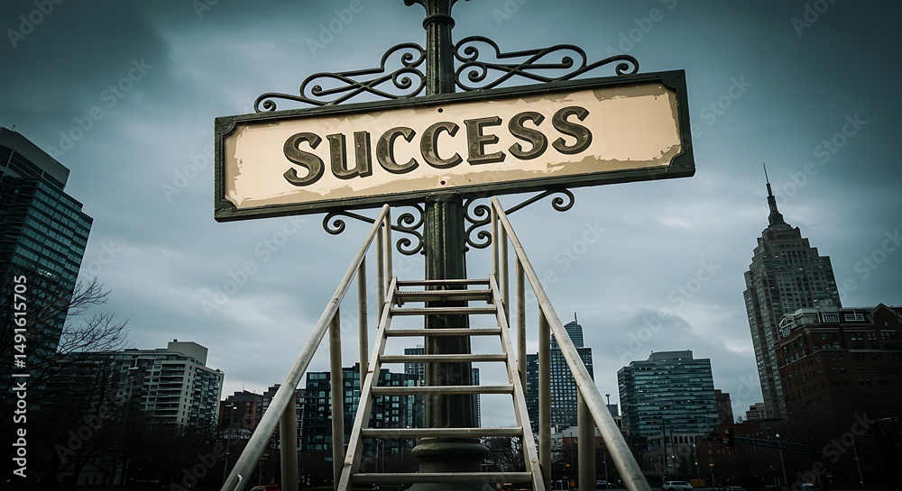 Obraz premium Urban Ascent: Reaching Success