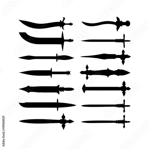 Swords Silhouette Vector Images Collection, High Quality Blade Graphics