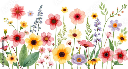 floral elements pack, color burst flowers, exotic blossoms collection, garden blossoms set, botanical illustrations set, beautiful flower pack, mixed flower collection, cheerful floral icons, colorful