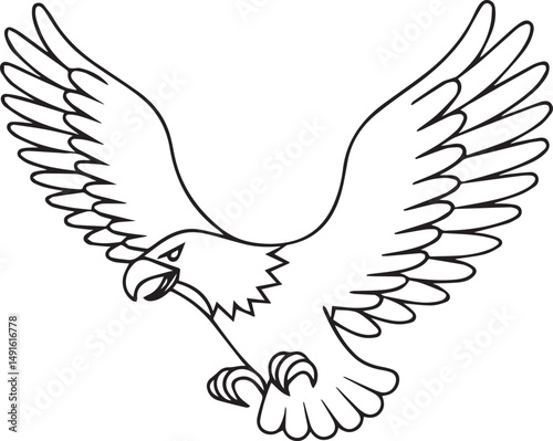flying bald eagle line art silhouette vector, eagle line art illustration, eagle line art clipart