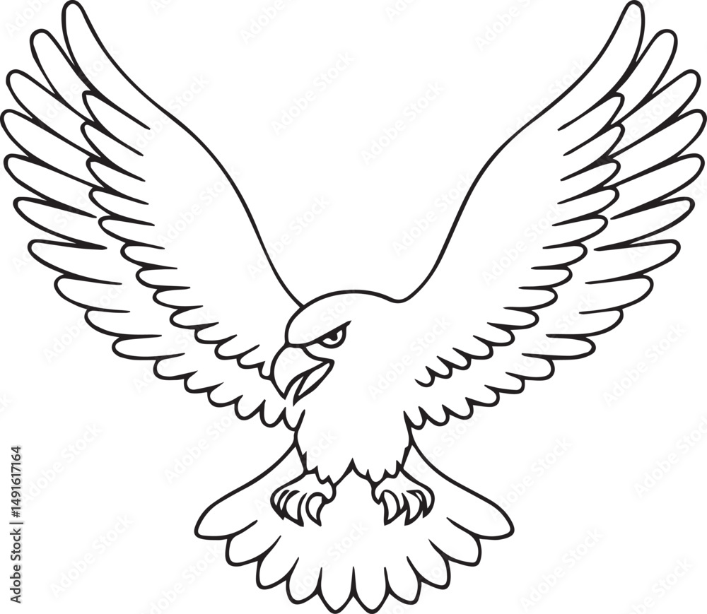 Obraz premium flying bald eagle line art silhouette vector, eagle line art illustration, eagle line art clipart