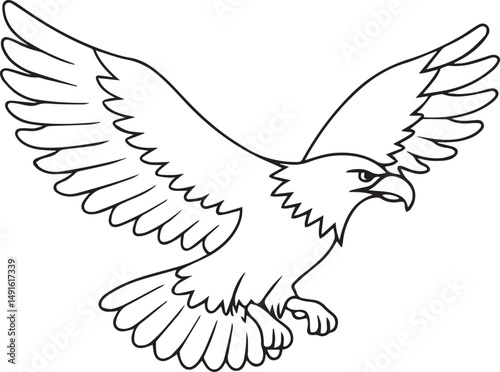 flying bald eagle line art silhouette vector, eagle line art illustration, eagle line art clipart